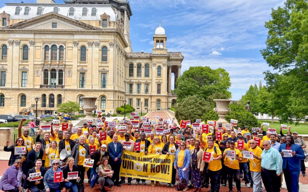 For First Time, Uber and Lyft Drivers in Emerging Coalition Unite at Illinois Capitol to Demand Right to Unionize